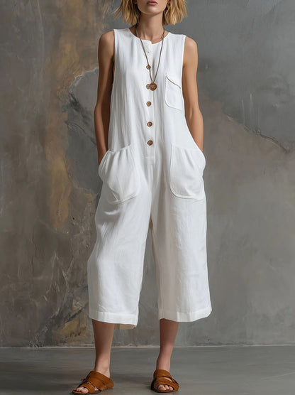 Triplechic™ LinenFlow Cropped Jumpsuit