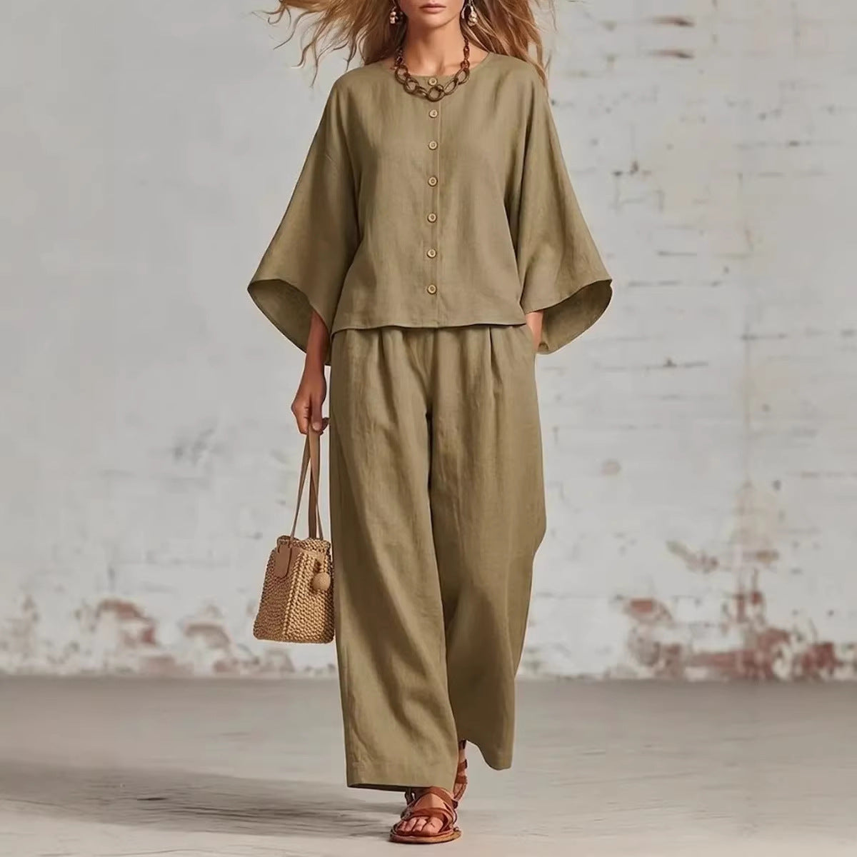 Triplechic™ LinenFlow Wide-Leg Suit