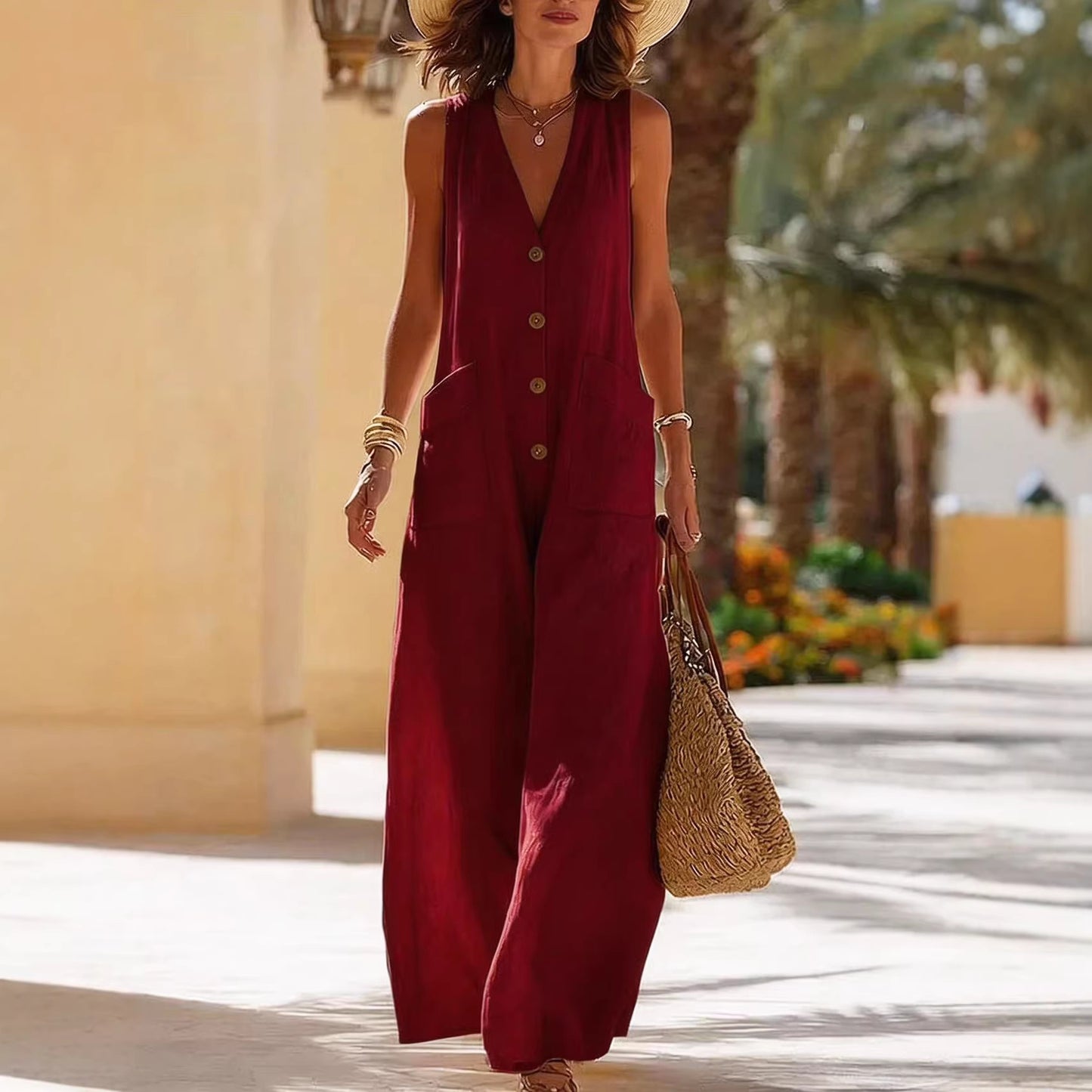 Triplechic™ LinenPocket Flow Jumpsuit