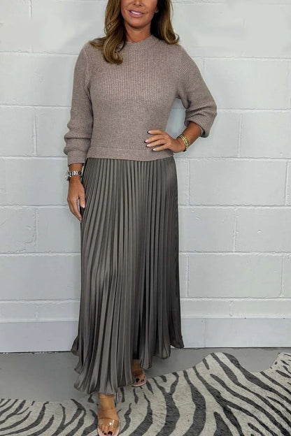 Triplechic ™ Long Sleeve Jumper & Pleated Bottom Dress