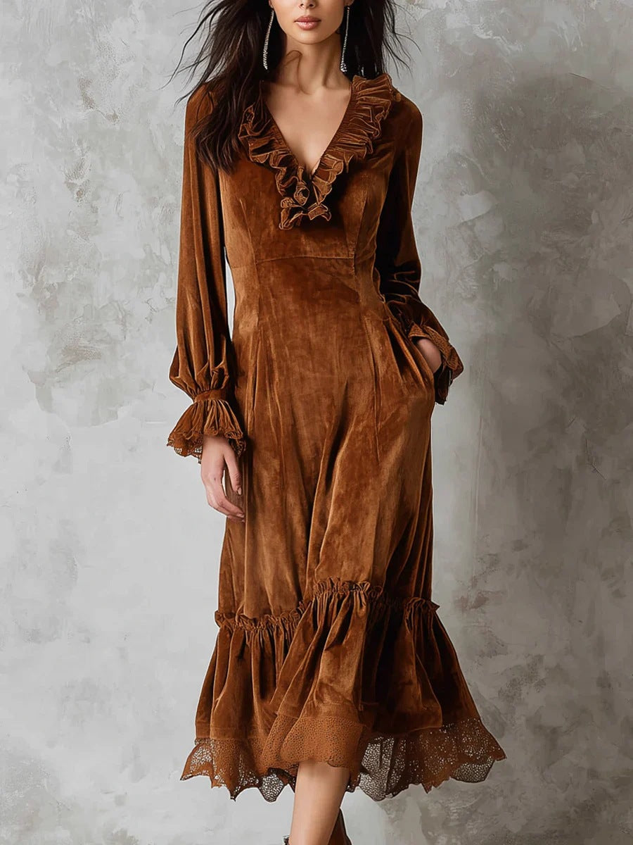 Triplechic™ VelvetRuffle Dress