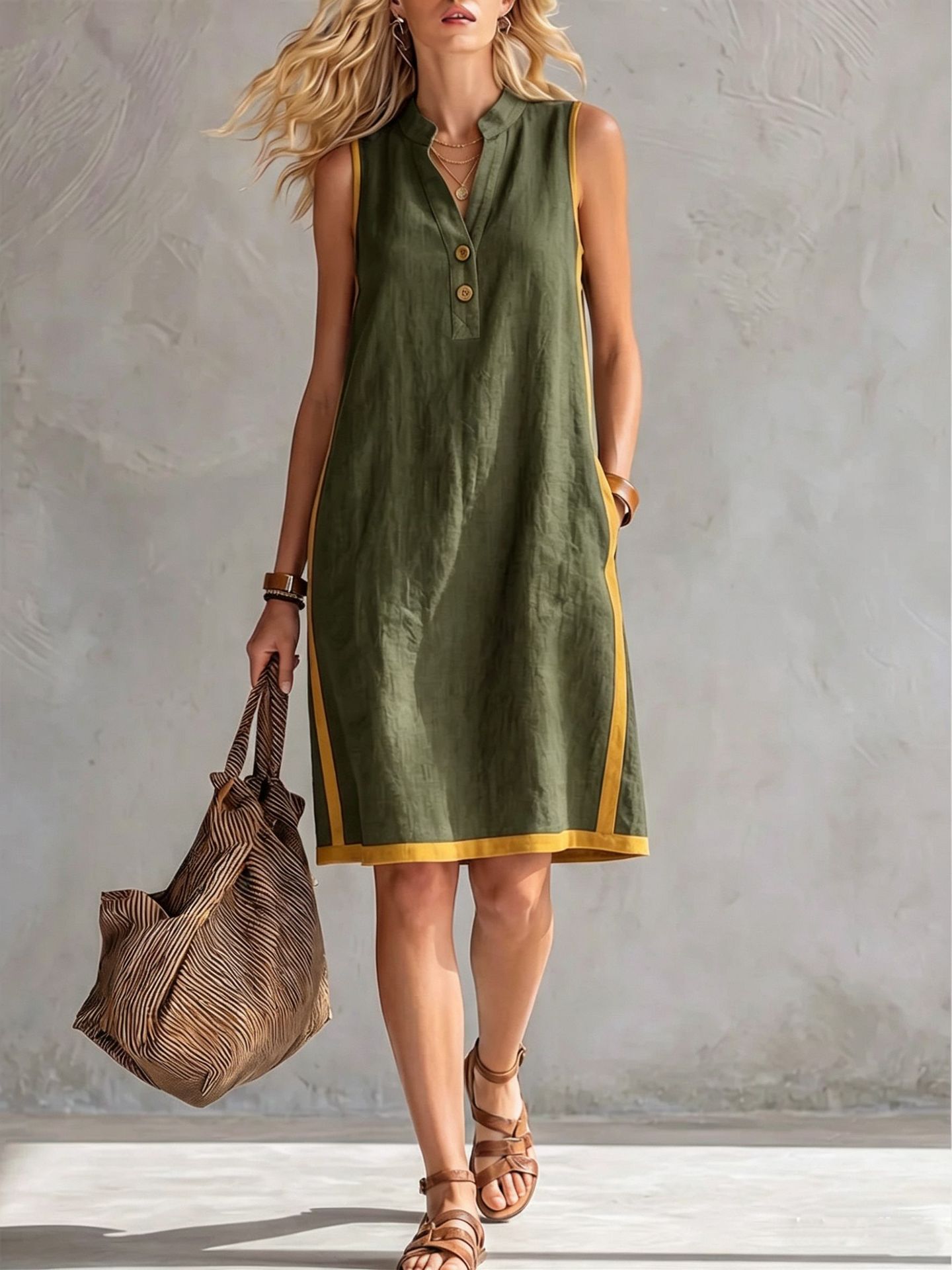 Triplechic™ VButton Pocket Dress
