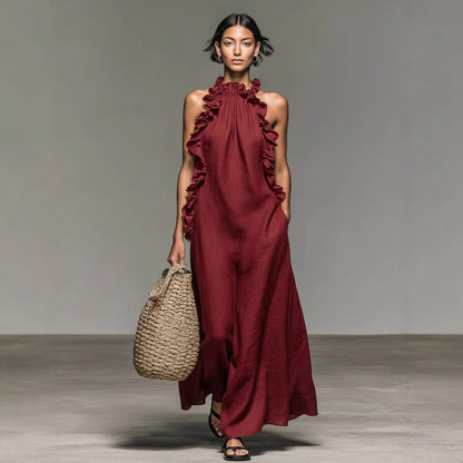Triplechic™ HalterRuffle Flow Maxi Dress