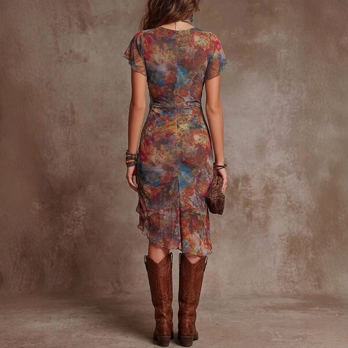 Triplechic™ VContour Print Dress