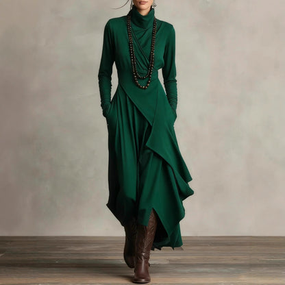 Triplechic™ Cross-Sleeve High-Neck Dress