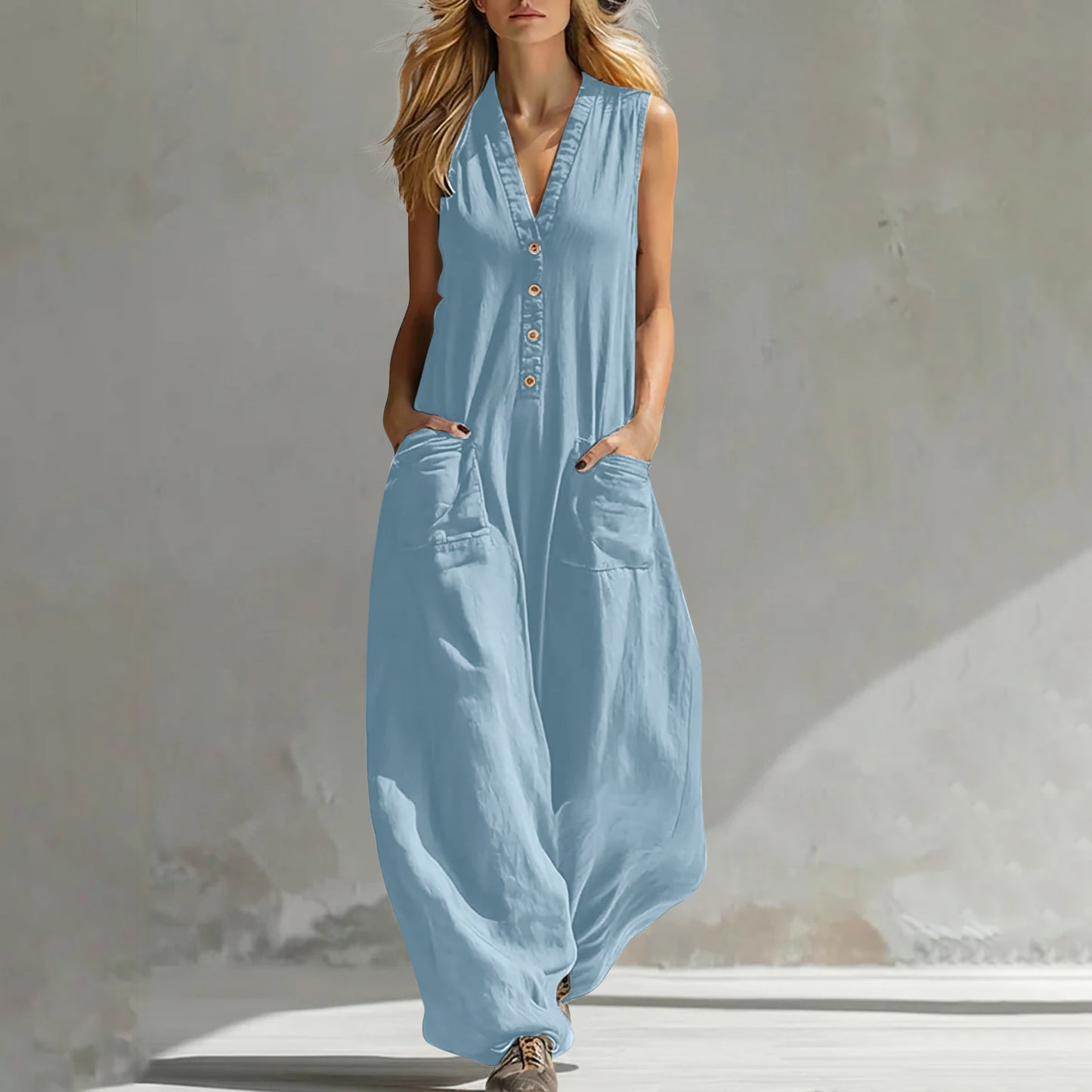 Triplechic™ LinenPocket Strap Jumpsuit