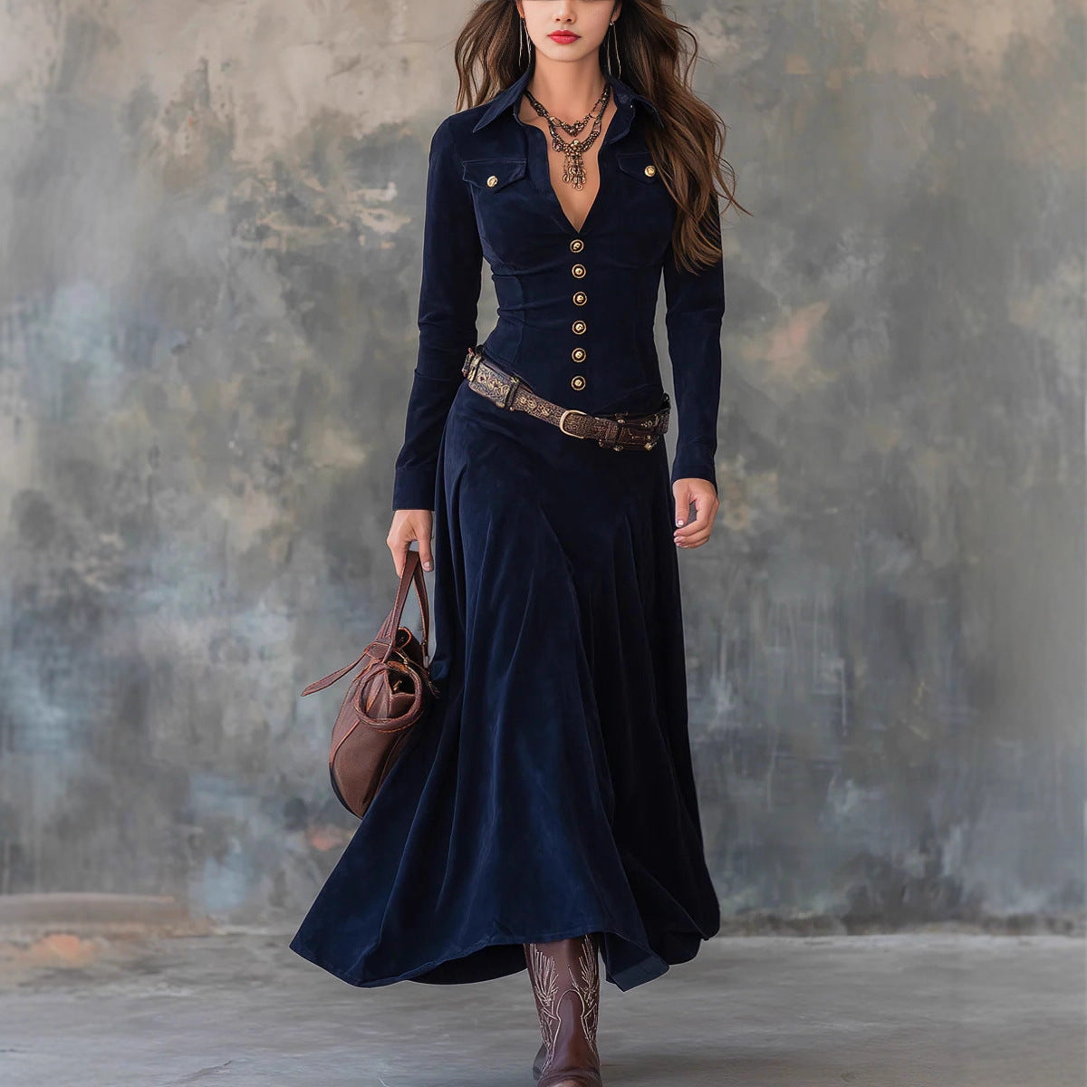 Triplechic™ Elegant V-Neck Long Dress