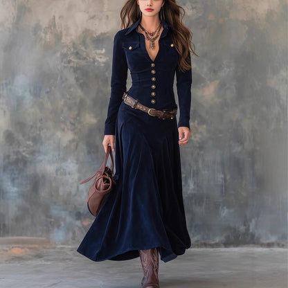 Triplechic™ Elegant V-Neck Long Dress