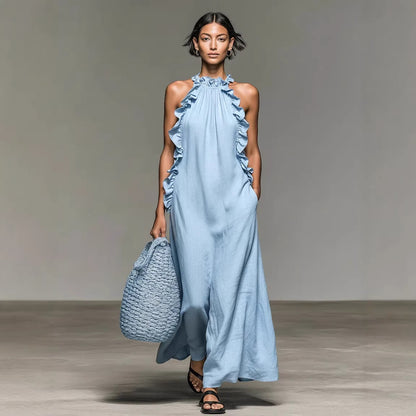 Triplechic™ HalterRuffle Flow Maxi Dress