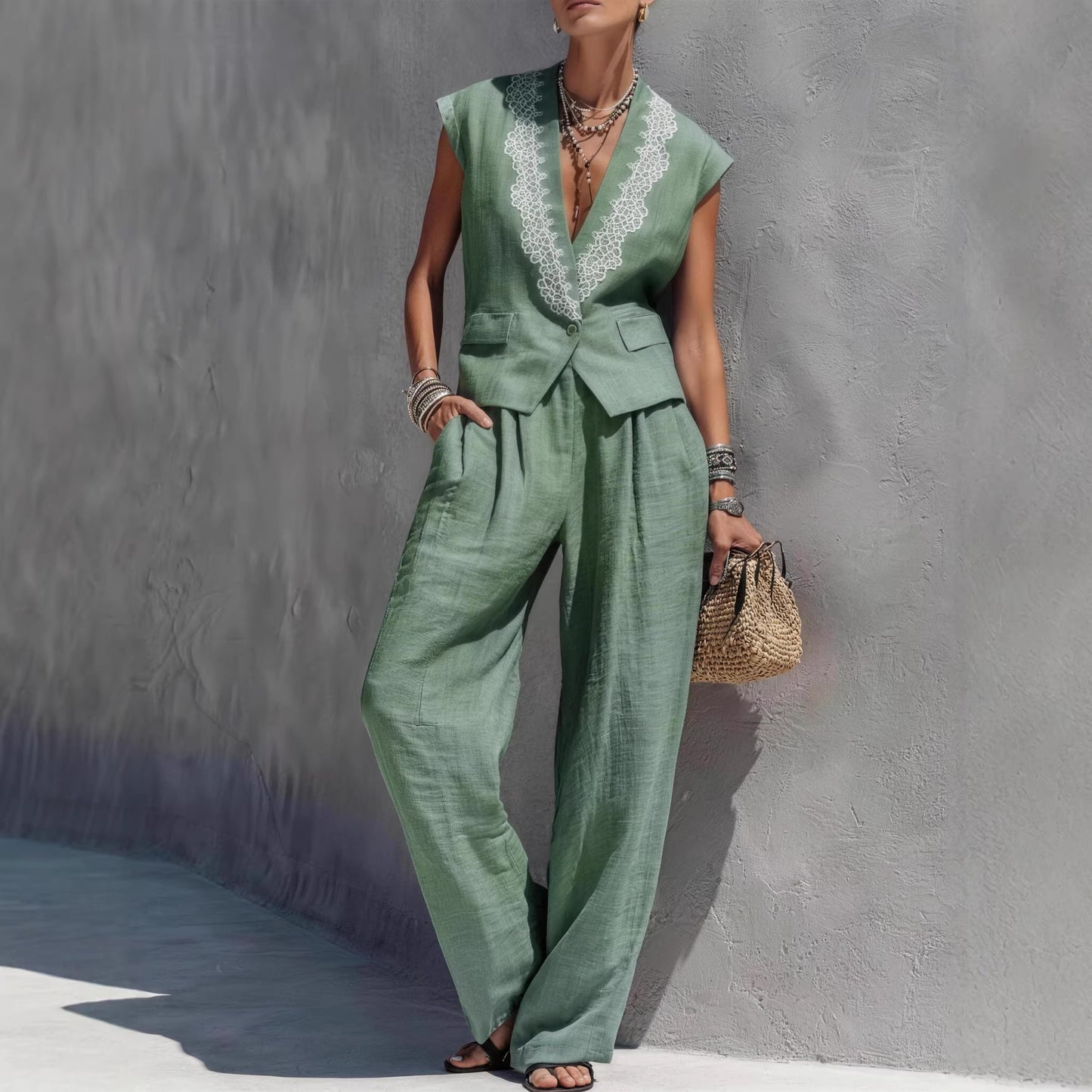 Triplechic™ VestContour Wide-Leg Set