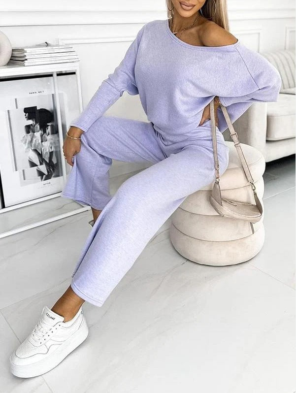 Triplechic ™ Drop Shoulder Pullover and Loose Pants Set