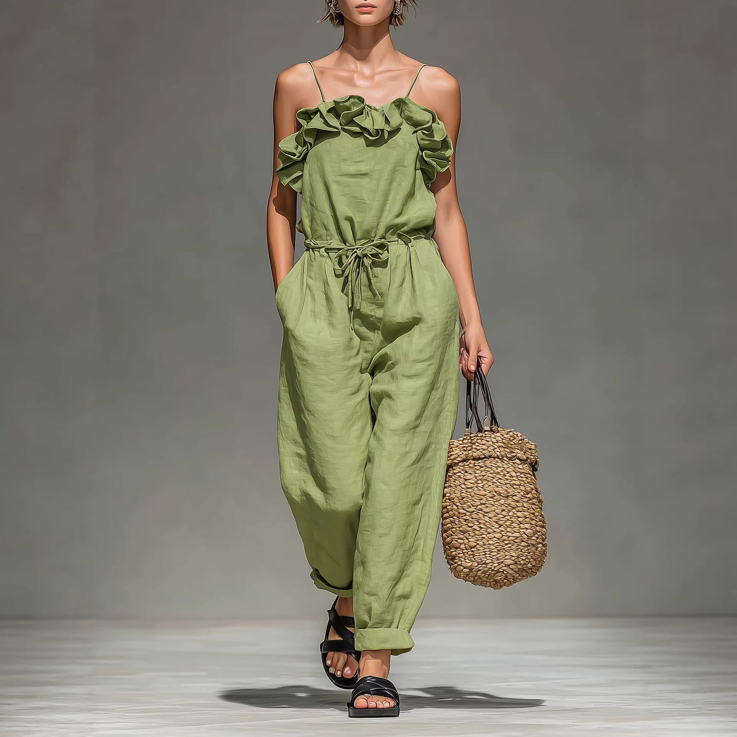 Triplechic™ OffRuffle Flow Jumpsuit