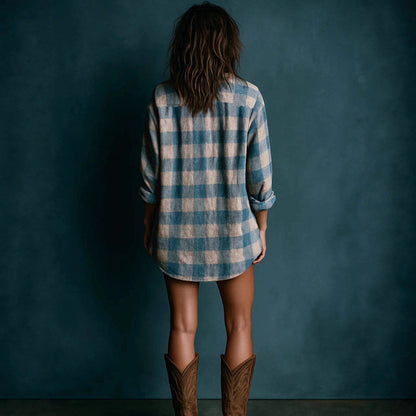 Triplechic™ Plaid Print Cardigan Dress