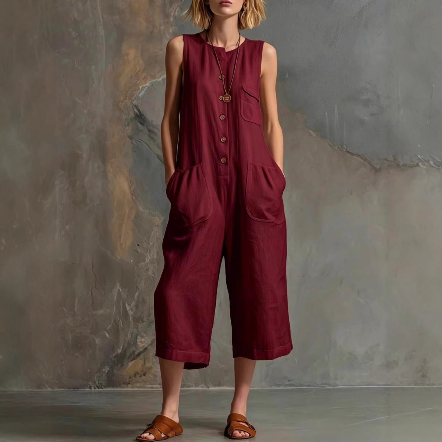 Triplechic™ LinenFlow Cropped Jumpsuit
