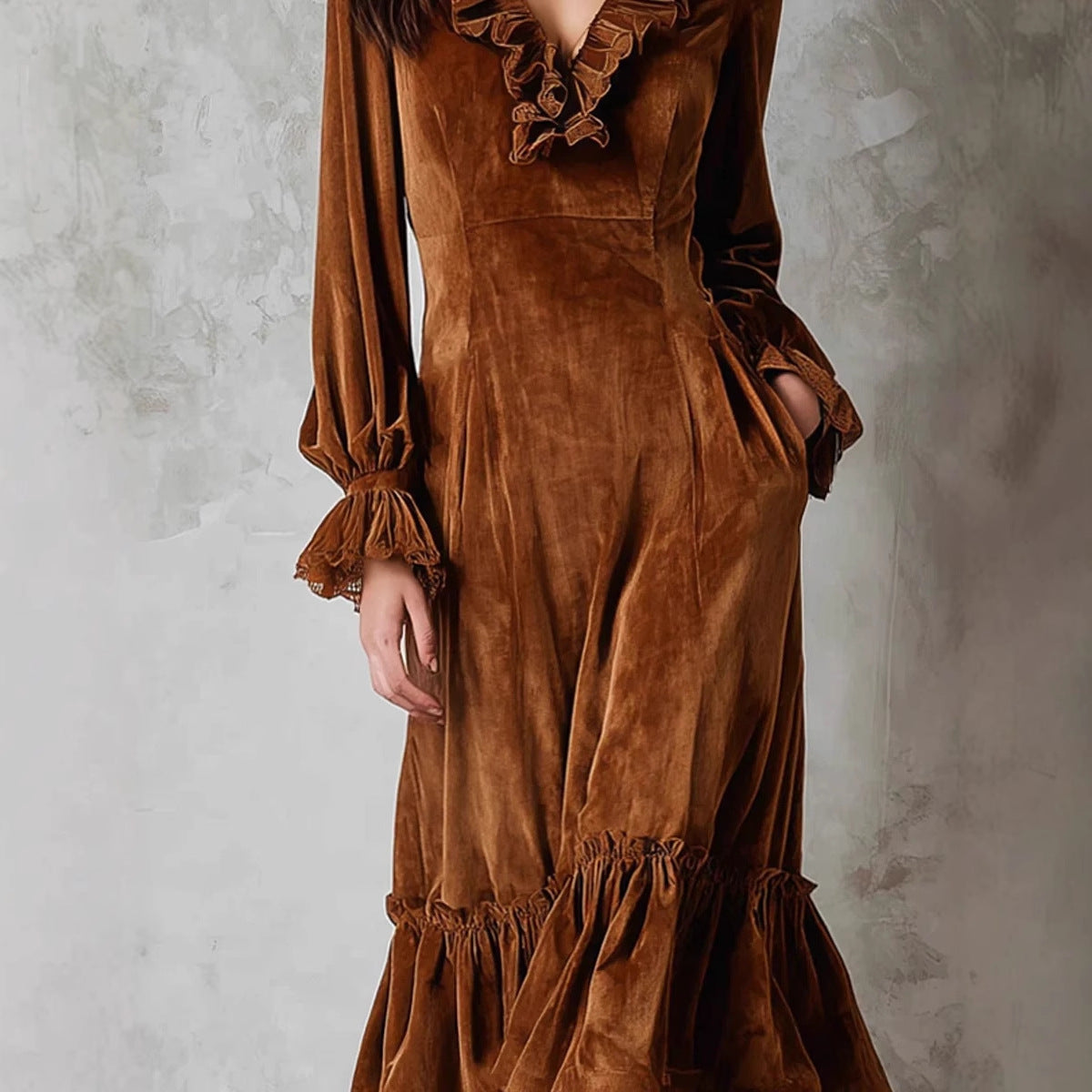 Triplechic™ VelvetRuffle Dress