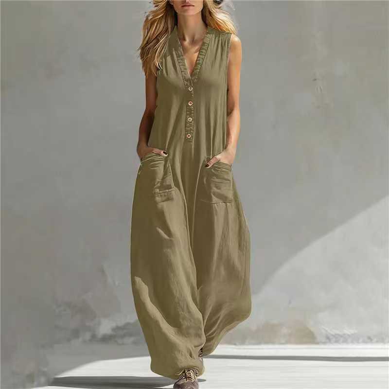 Triplechic™ LinenPocket Strap Jumpsuit