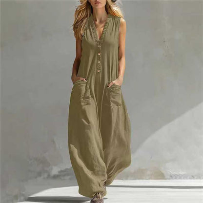 Triplechic™ LinenPocket Strap Jumpsuit