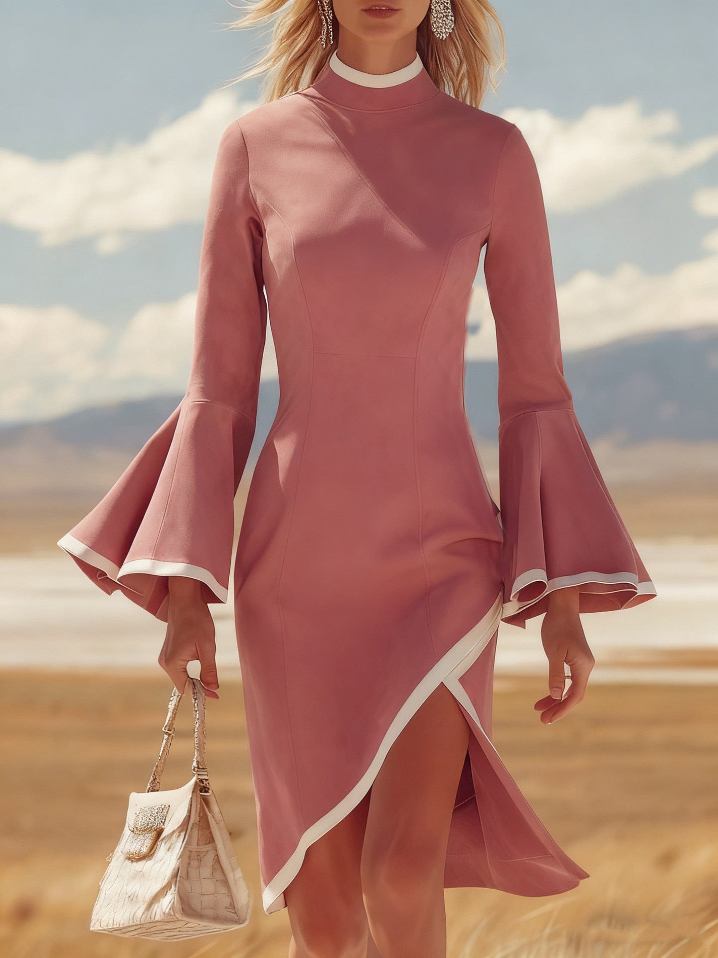 Triplechic™ IvoryFlare Midi Dress