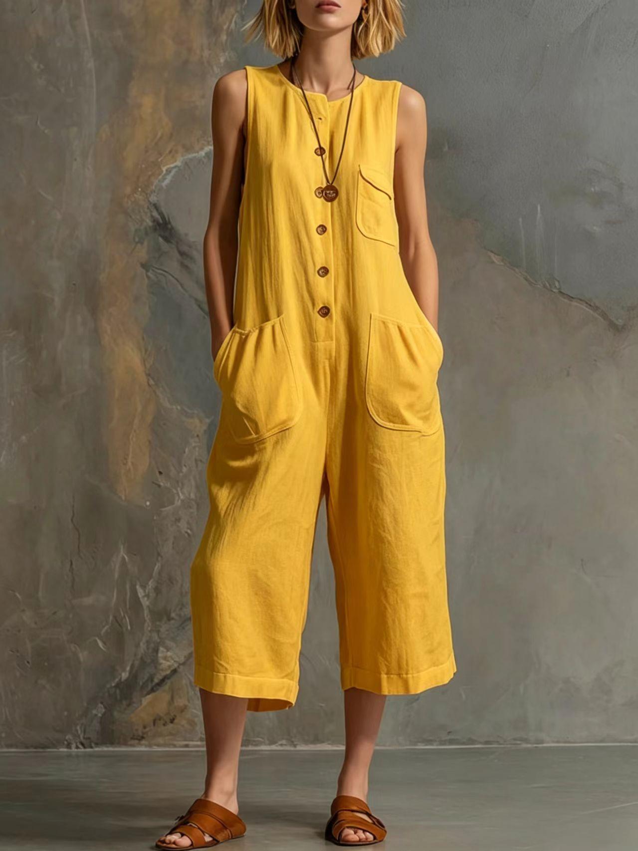 Triplechic™ LinenFlow Cropped Jumpsuit