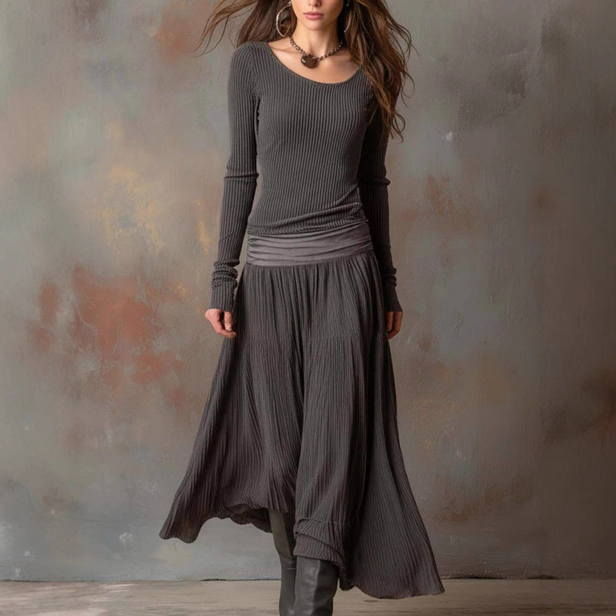 Triplechic™ Retro Ribbed Long Dress