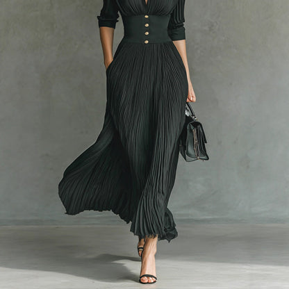 Triplechic™ Pleated Waist Elegant Dress