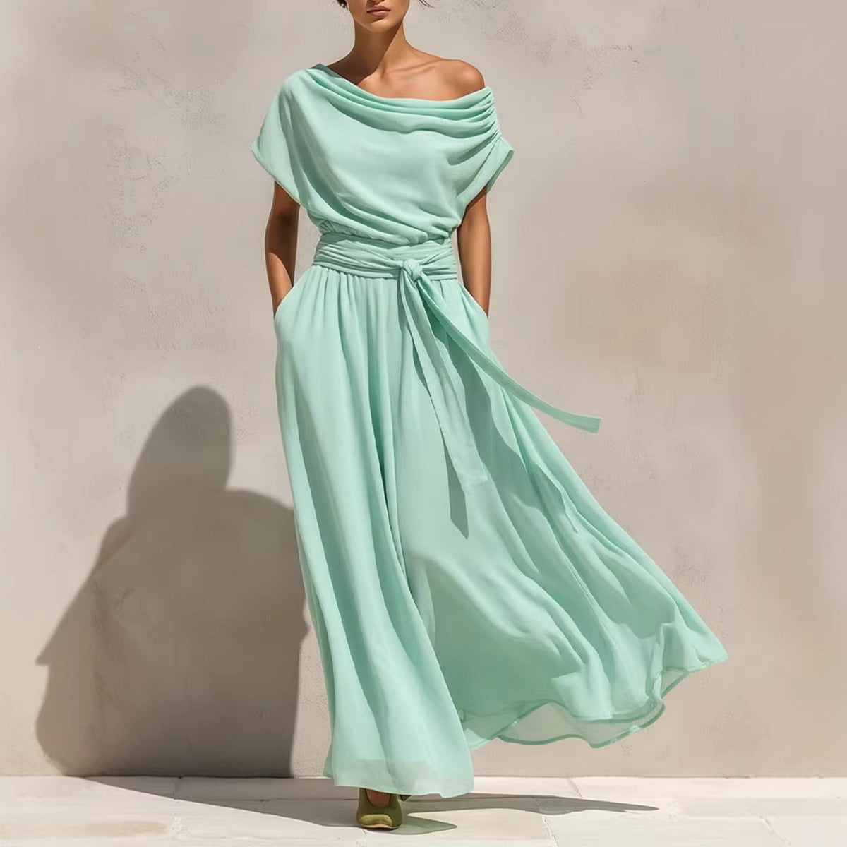 Triplechic™ PleatSculpt Chiffon Dress