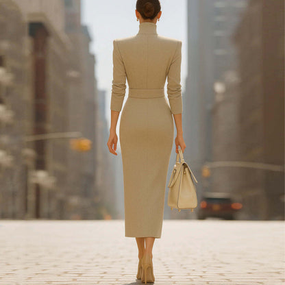 Triplechic™ Elegant V-Neck Slit Dress