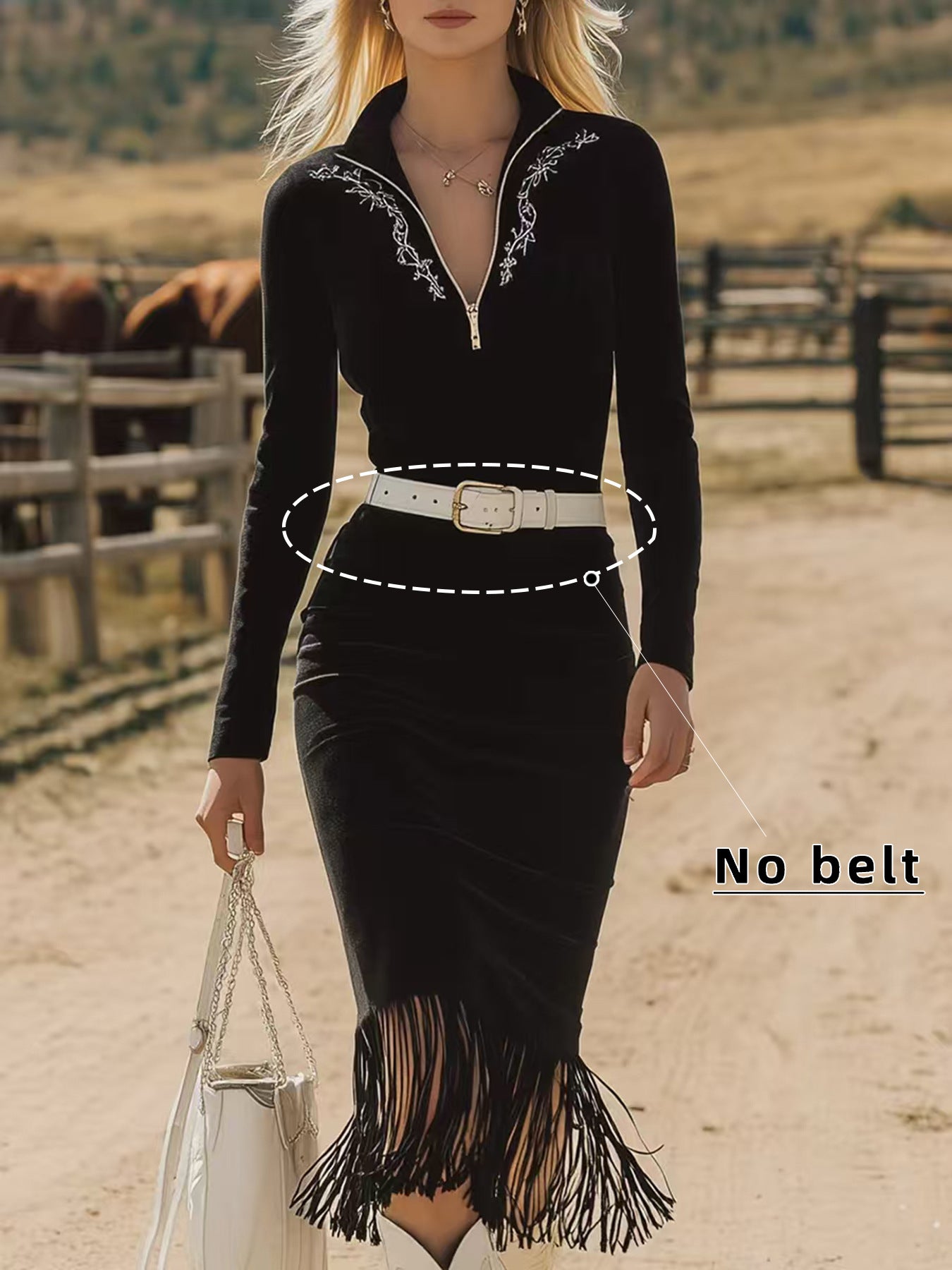 Triplechic™ Chic Fringe Zip Dress
