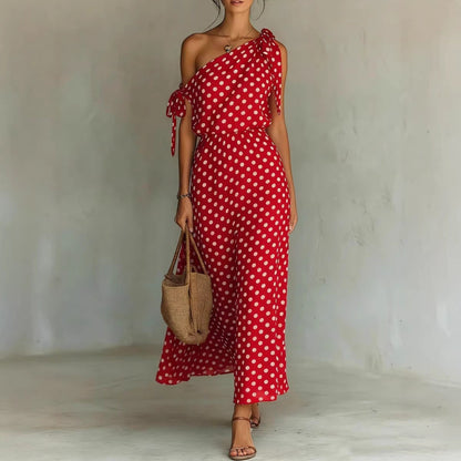 Triplechic™ DotAsym Off-Shoulder Dress