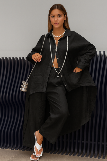 Triplechic™ Cotton & Linen Wide-Leg Set