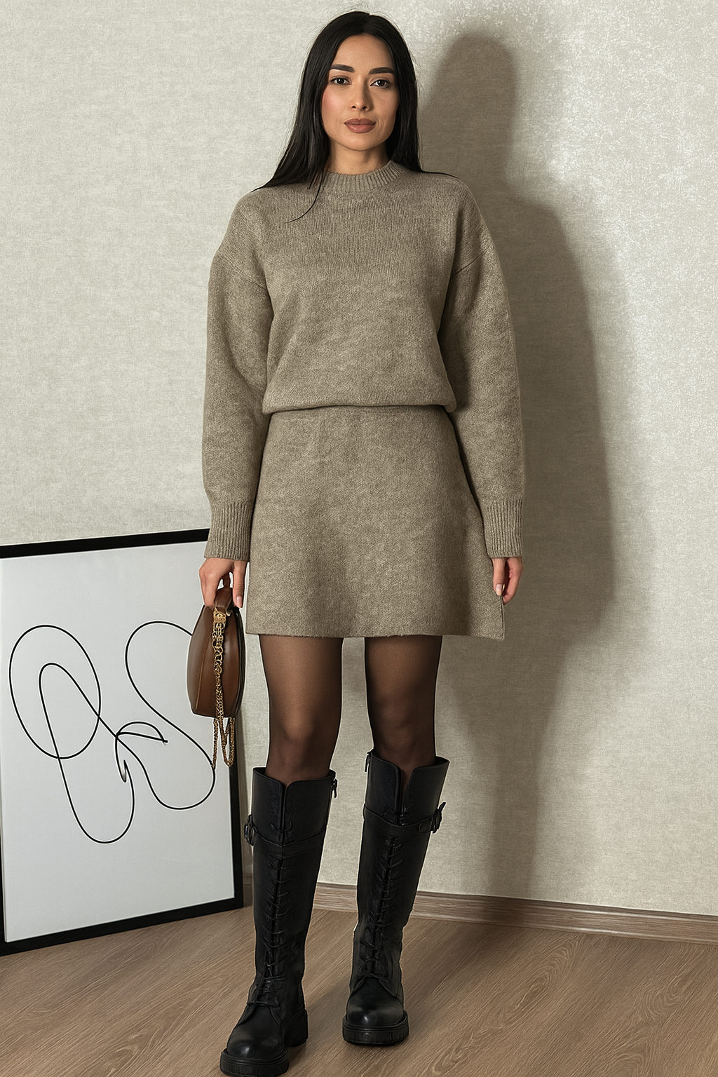 Triplechic™ Elegant Knit Sweater & Skirt Set