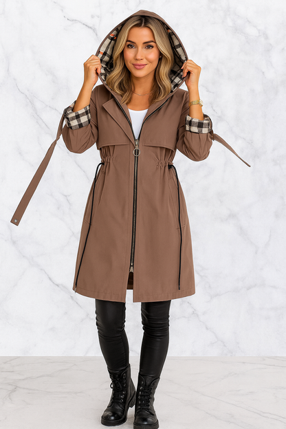 Triplechic™ Plaid Hooded Zip-Up Coat