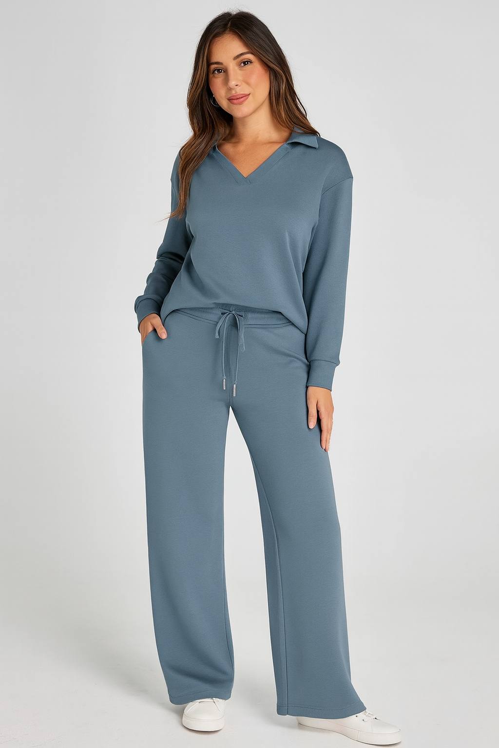 Triplechic™ V-Neck Drawstring Lounge Set