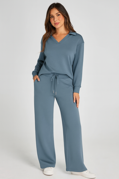 Triplechic™ V-Neck Drawstring Lounge Set