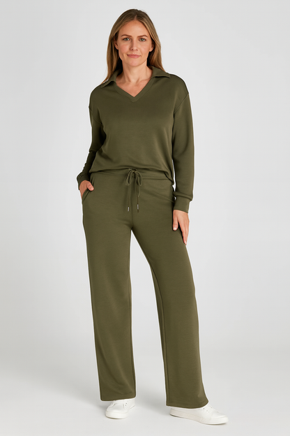 Triplechic™ V-Neck Drawstring Lounge Set