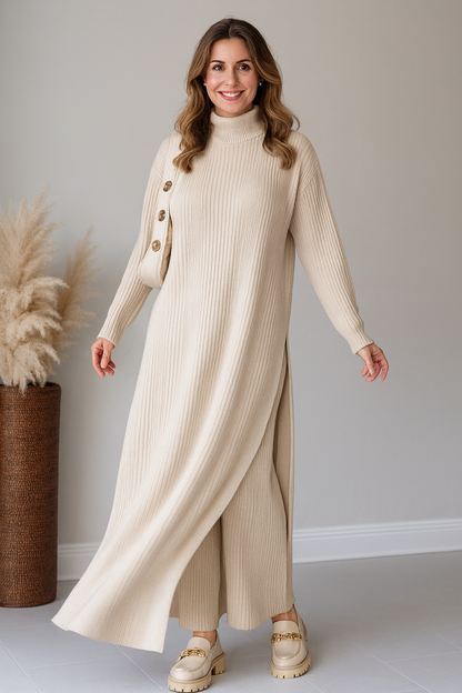 Triplechic™ Sleek Turtleneck Side-Slit Set