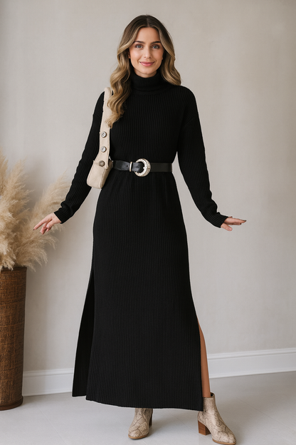 Triplechic™ Sleek Turtleneck Side-Slit Set