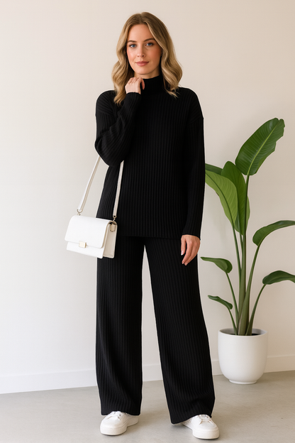 Triplechic™ Knit Turtleneck Split-Leg Set