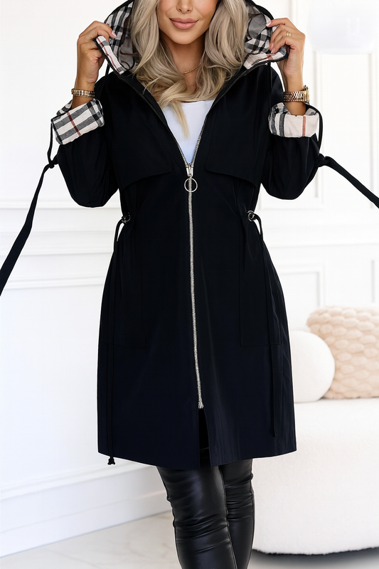 Triplechic™ Plaid Hooded Zip-Up Coat