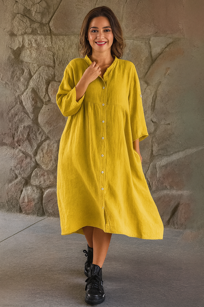 Triplechic™ Classic Stand-Collar Maxi Dress