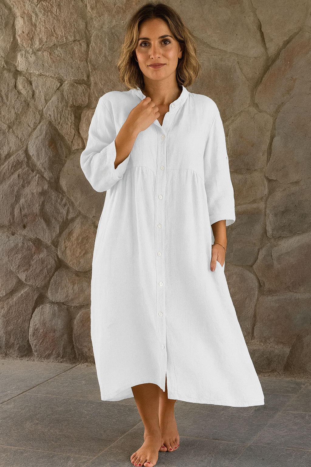 Triplechic™ Classic Stand-Collar Maxi Dress