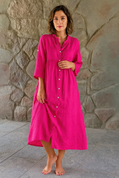 Triplechic™ Classic Stand-Collar Maxi Dress