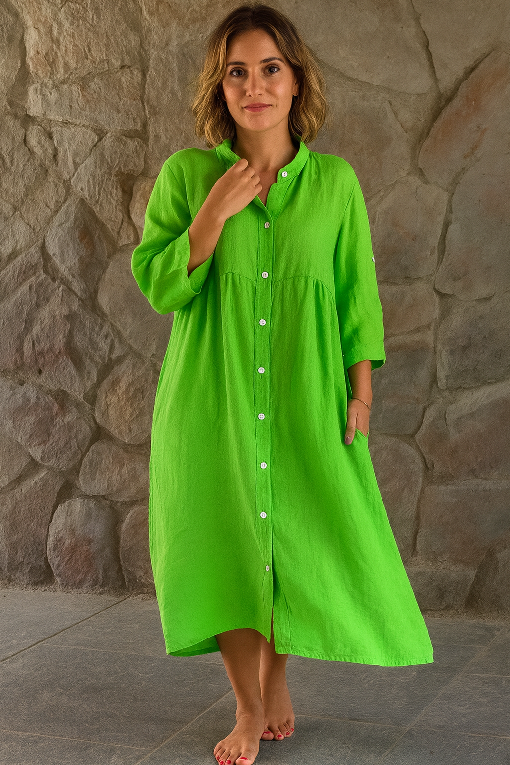 Triplechic™ Classic Stand-Collar Maxi Dress