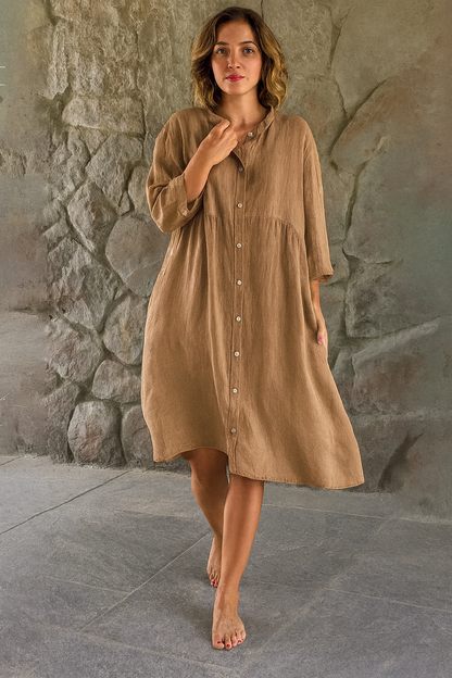 Triplechic™ Classic Stand-Collar Maxi Dress