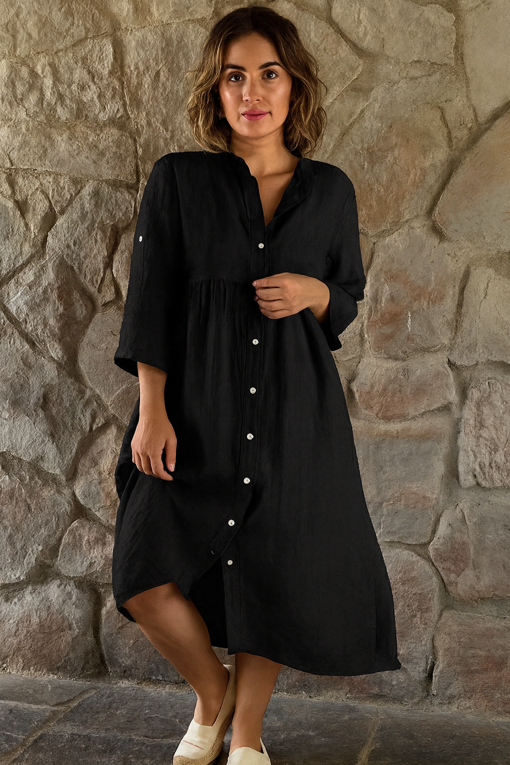 Triplechic™ Classic Stand-Collar Maxi Dress