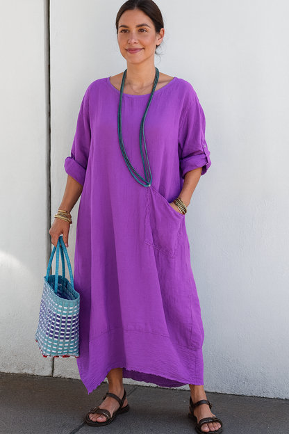 Triplechic™ Cotton-Linen Ribbon Pocket Dress