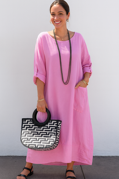 Triplechic™ Cotton-Linen Ribbon Pocket Dress