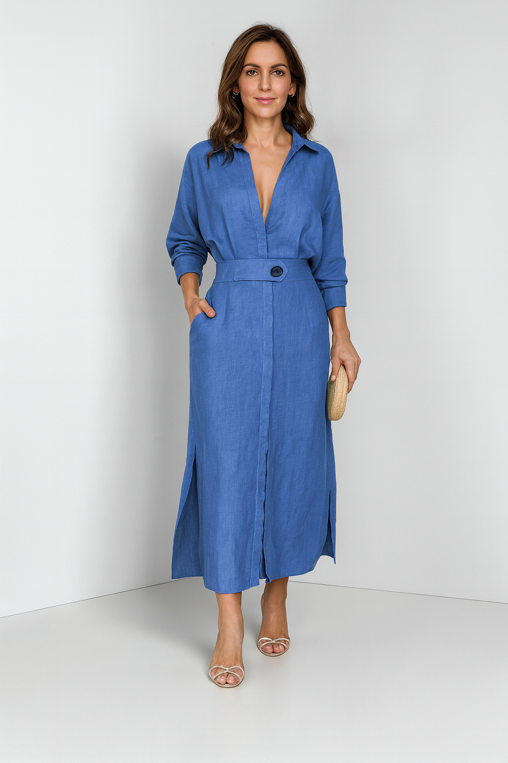 Triplechic™ Elegant Tie-Waist Shirt Dress