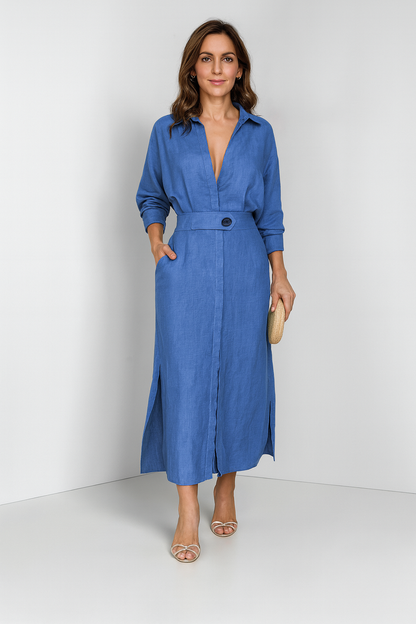 Triplechic™ Elegant Tie-Waist Shirt Dress