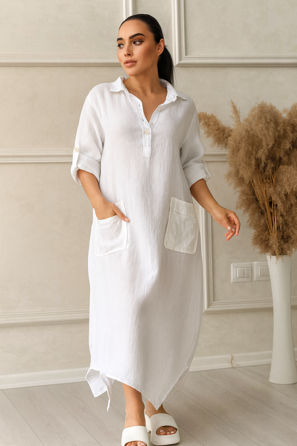 Triplechic™ Cotton-Linen Polo Dress